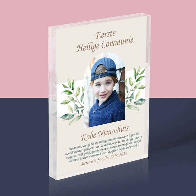 Foto En Handtekening: Eerste Heilige Communie - Acryl Blok