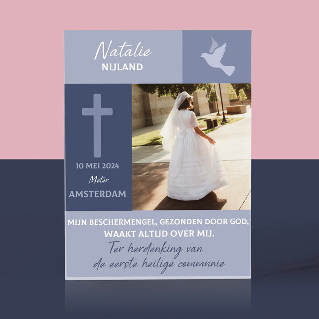 Foto En Handtekening: Communie, Beschermengel - Acryl Blok