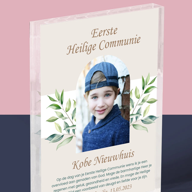 Foto En Handtekening: Eerste Heilige Communie - Acryl Blok