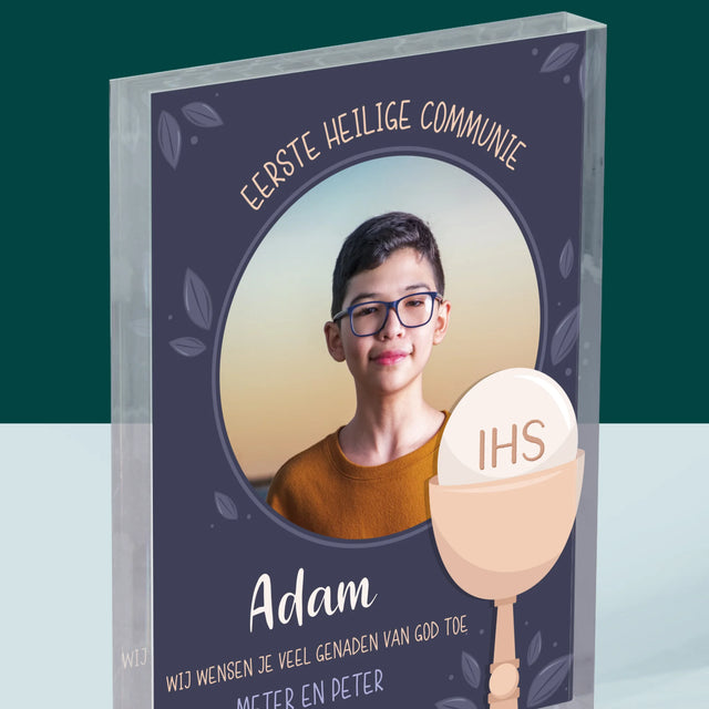 Foto En Handtekening: Eerste Heilige Communie - Acryl Blok