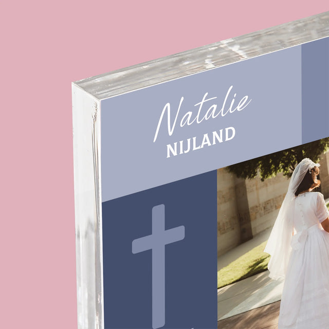 Foto En Handtekening: Communie, Beschermengel - Acryl Blok