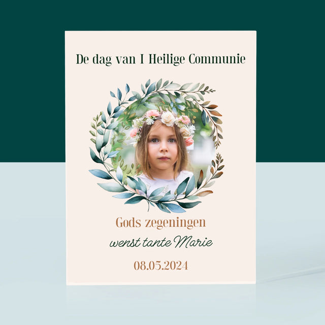 Foto En Handtekening: Op De Dag Van I Heilige Communie - Acryl Blok