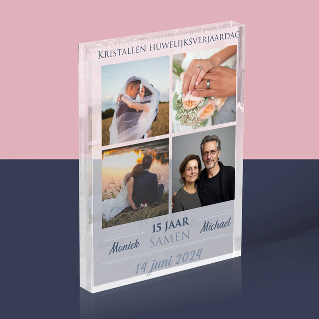 Fotocollage: 15 Jaar Samen - Acryl Blok