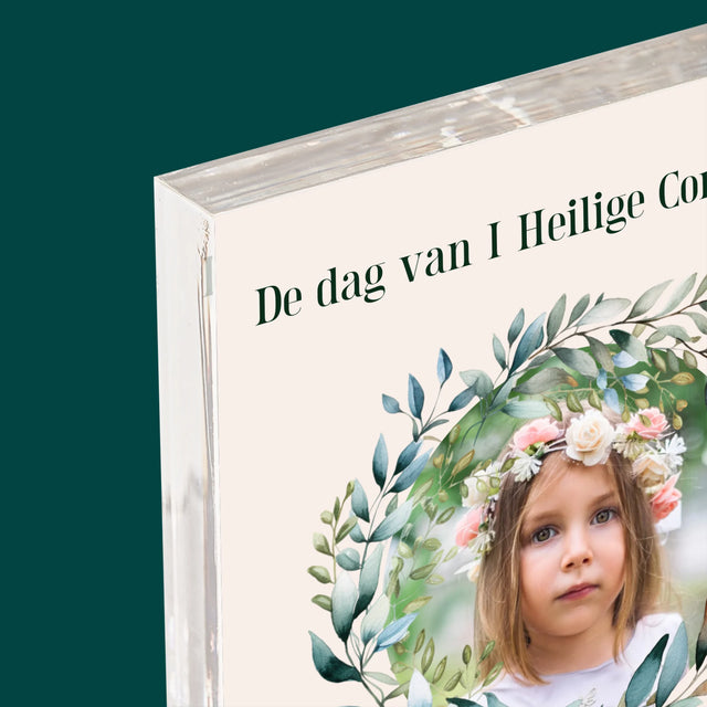 Foto En Handtekening: Op De Dag Van I Heilige Communie - Acryl Blok