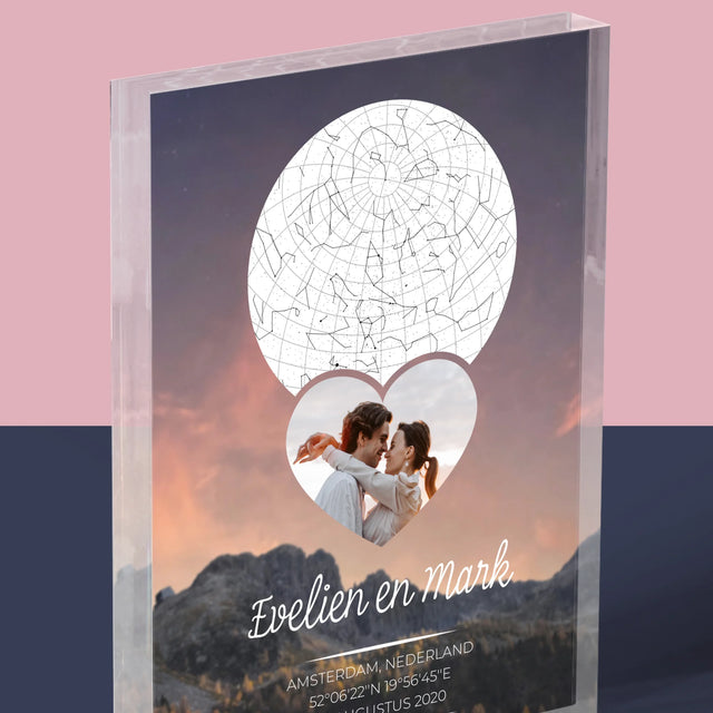 Starrenkaart: Verliefden Op De Bergen - Acryl Blok