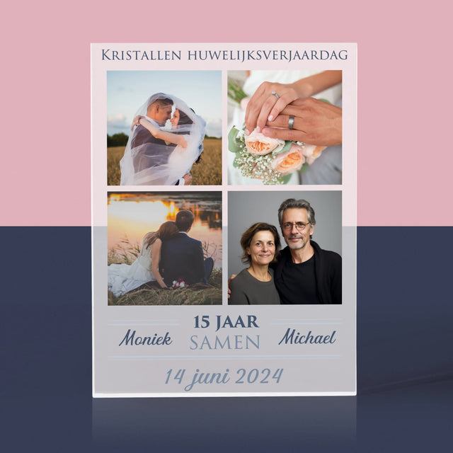 Fotocollage: 15 Jaar Samen - Acryl Blok
