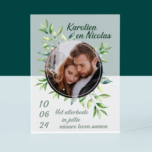 Foto En Handtekening: Trouw, Blaadjes - Acryl Blok