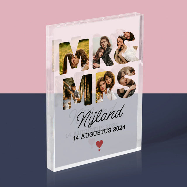 Woord Van Foto'S: Mr&Mrs - Acryl Blok