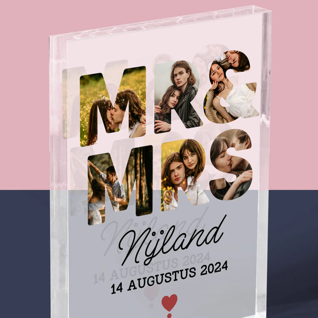 Woord Van Foto'S: Mr&Mrs - Acryl Blok
