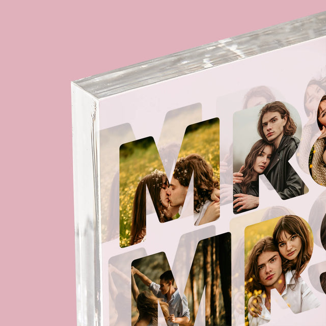 Woord Van Foto'S: Mr&Mrs - Acryl Blok