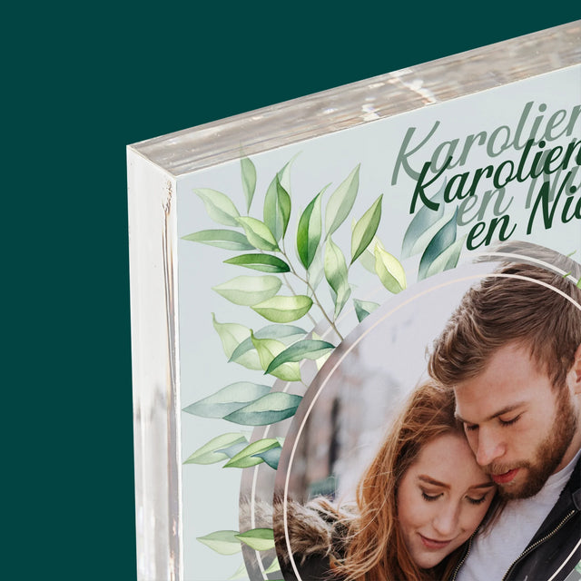 Foto En Handtekening: Trouw, Blaadjes - Acryl Blok