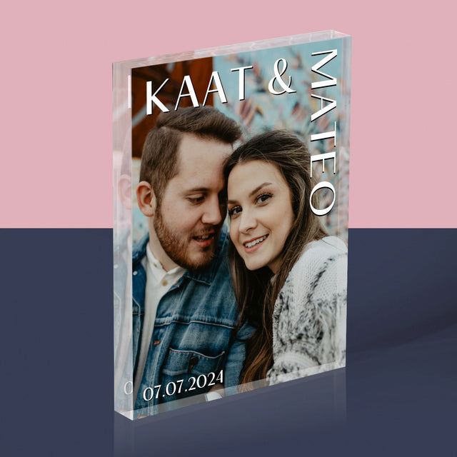 Foto En Handtekening: Namen, Trouw - Acryl Blok