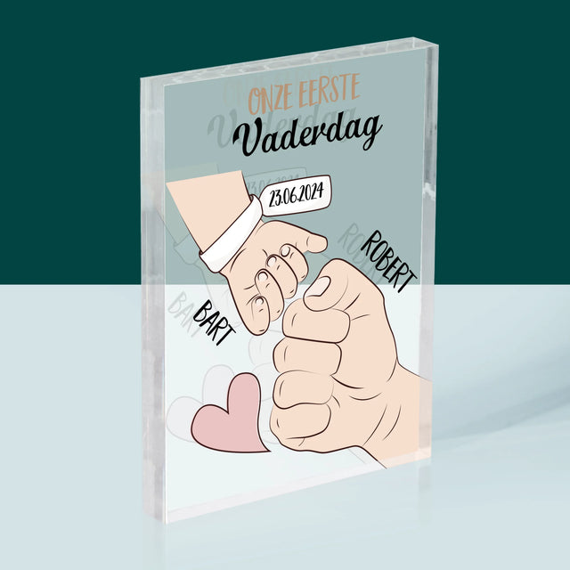 Naam En Handtekening : Eerste Vaderdag Samen - Acryl Blok