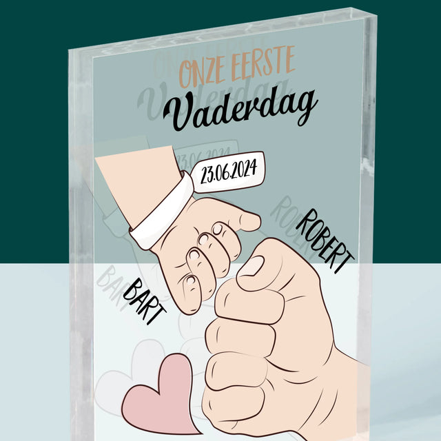 Naam En Handtekening : Eerste Vaderdag Samen - Acryl Blok
