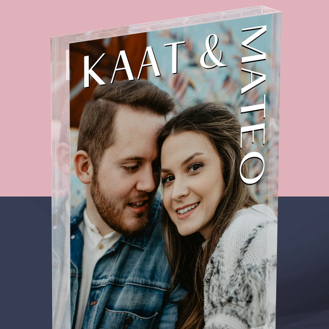 Foto En Handtekening: Namen, Trouw - Acryl Blok