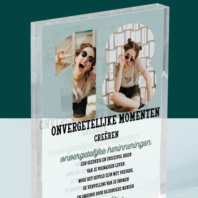 Woord Van Foto'S: 18De Verjaardag - Acryl Blok