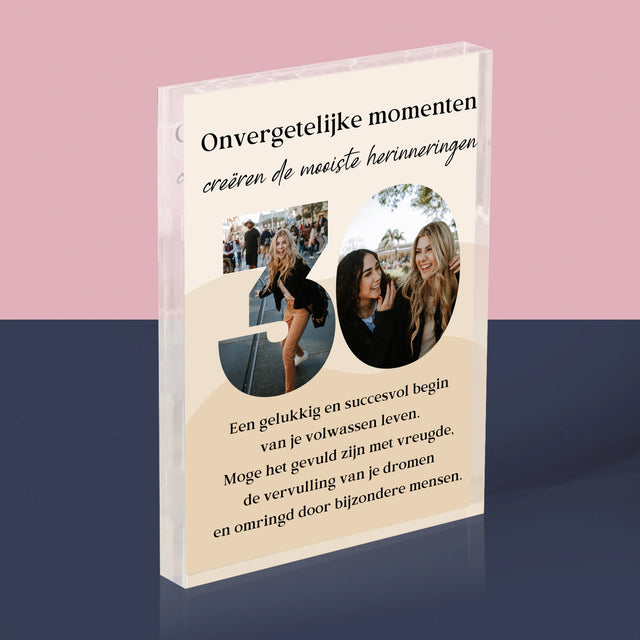 Woord Van Foto'S: 30E Verjaardag - Acryl Blok