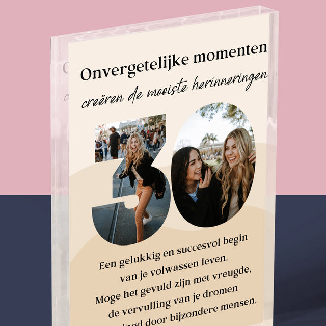 Woord Van Foto'S: 30E Verjaardag - Acryl Blok