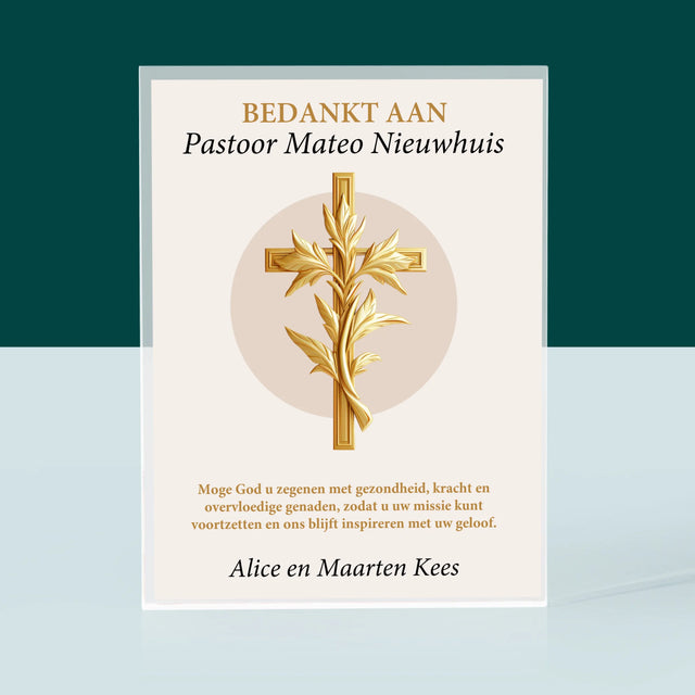 Naam En Handtekening : Bedankt Aan Pastoor - Acryl Blok