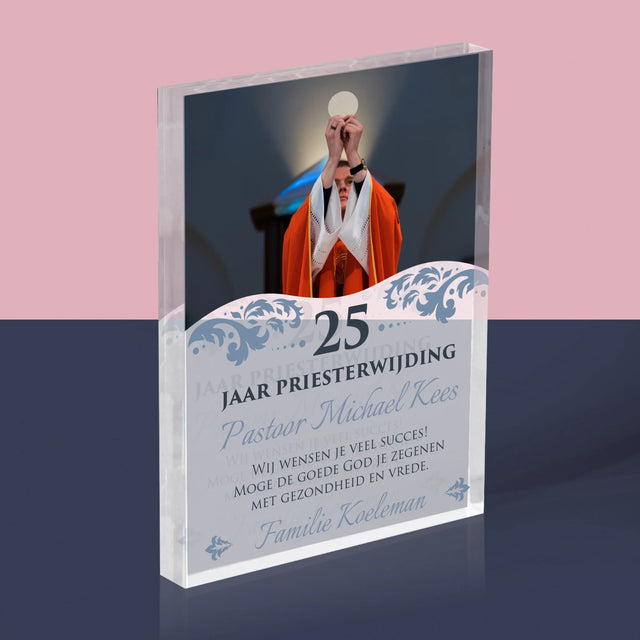 Foto En Handtekening: Priesterjubileum - Acryl Blok