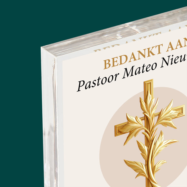 Naam En Handtekening : Bedankt Aan Pastoor - Acryl Blok