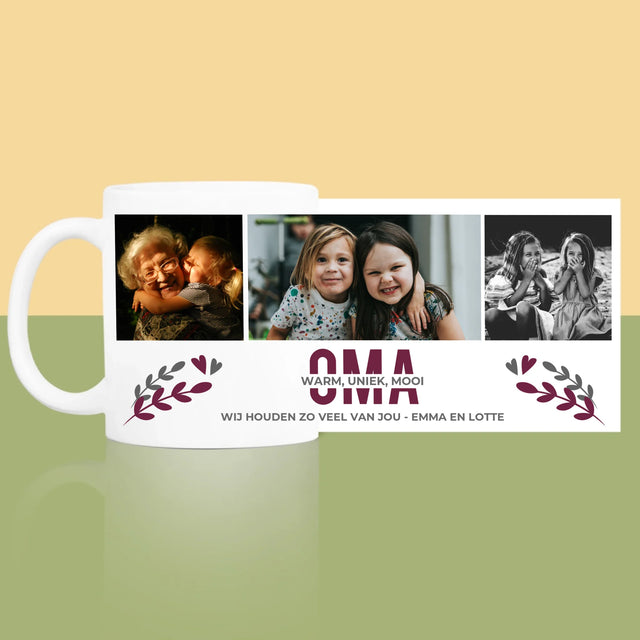 Fotocollage: Kenmerken Oma - Mok