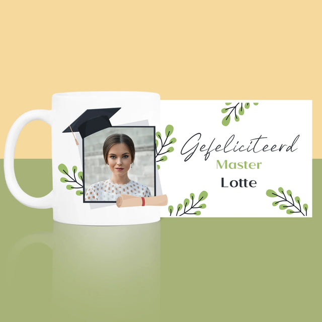 Foto En Handtekening: Gefeliciteerd, Master - Mok