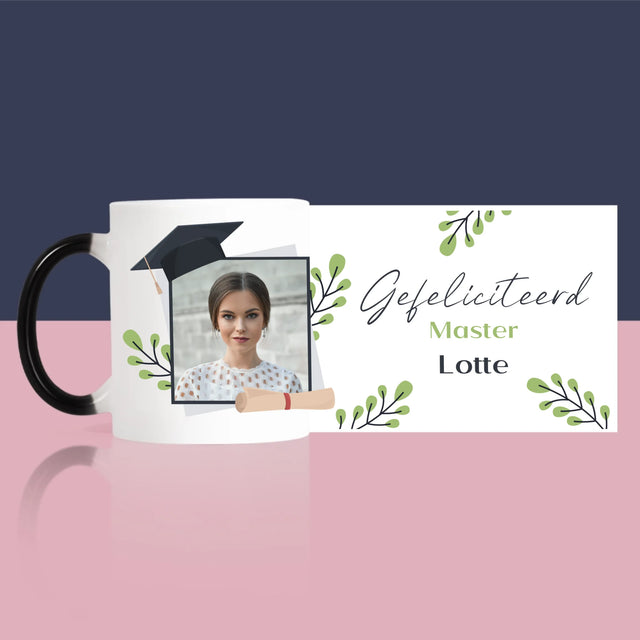 Foto En Handtekening: Gefeliciteerd, Master - Mok