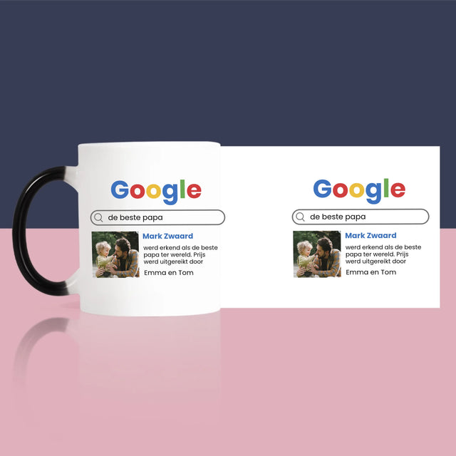 Foto En Handtekening: Beste Papa, Google-Score - Mok