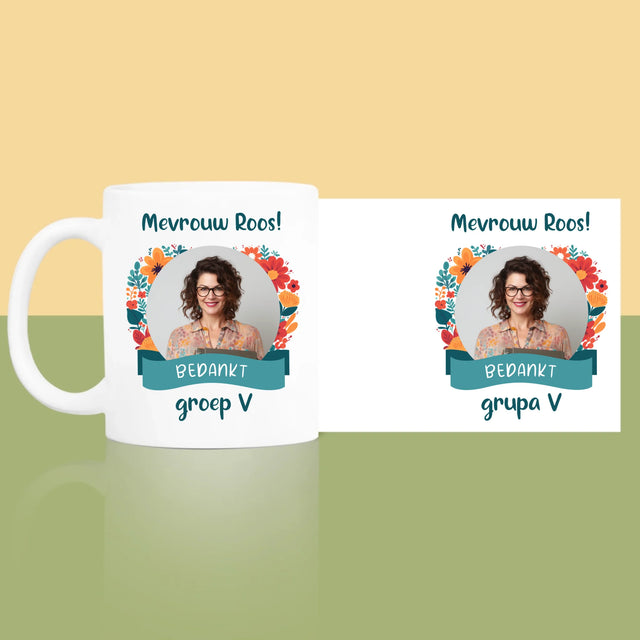 Foto En Handtekening: Bedankt, Kleuterjuf - Mok