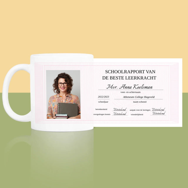 Foto En Handtekening: Schoolrapport Van De Beste Leerkracht - Mok