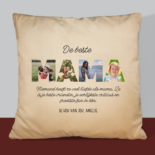 Woord Van Foto'S: De Beste Mama Ter Wereld - Kussen (Foto)
