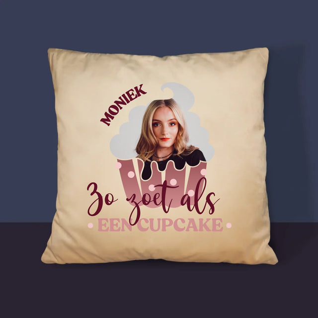 Foto En Handtekening: Zo Zoet Als Een Cupcake - Kussen (Foto)