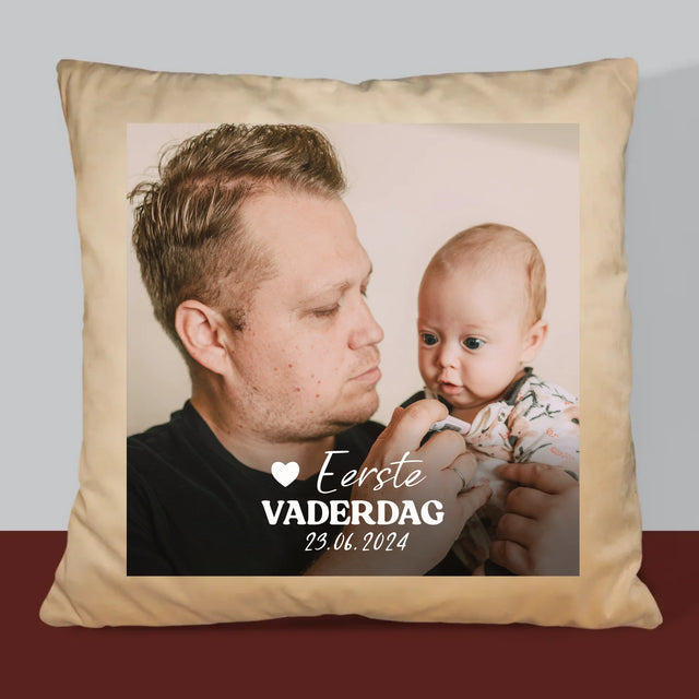 Foto En Handtekening: Eerste Vaderdag - Kussen (Foto)