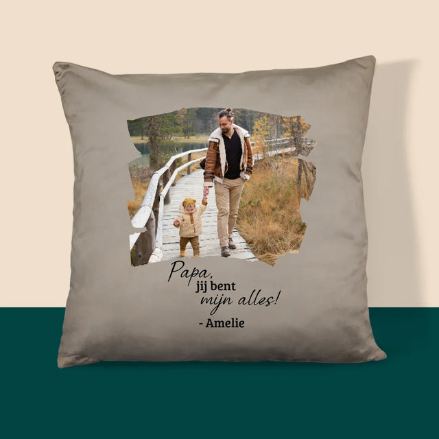 Foto En Handtekening: Kaartje Voor Papa - Kussen (Foto)