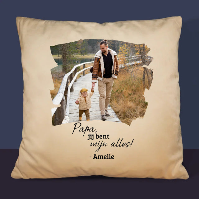 Foto En Handtekening: Kaartje Voor Papa - Kussen (Foto)