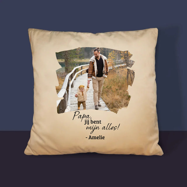 Foto En Handtekening: Kaartje Voor Papa - Kussen (Foto)