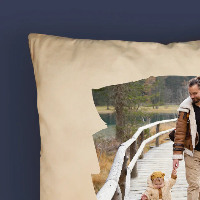 Foto En Handtekening: Kaartje Voor Papa - Kussen (Foto)