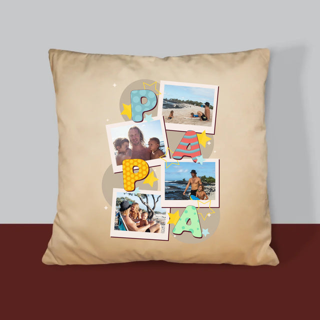 Fotocollage: Letters Papa - Kussen (Foto)