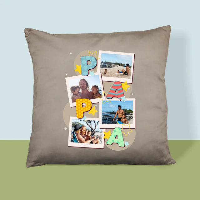 Fotocollage: Letters Papa - Kussen (Foto)