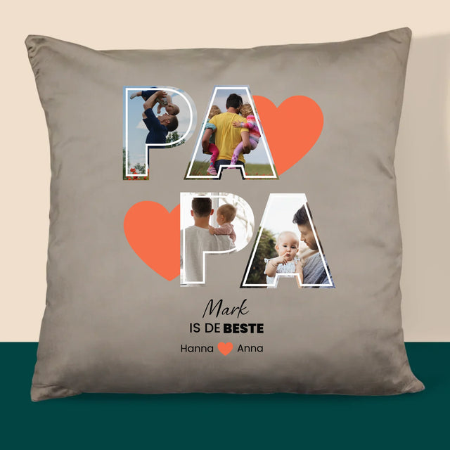 Fotocollage: Papa Is De Beste - Kussen (Foto)