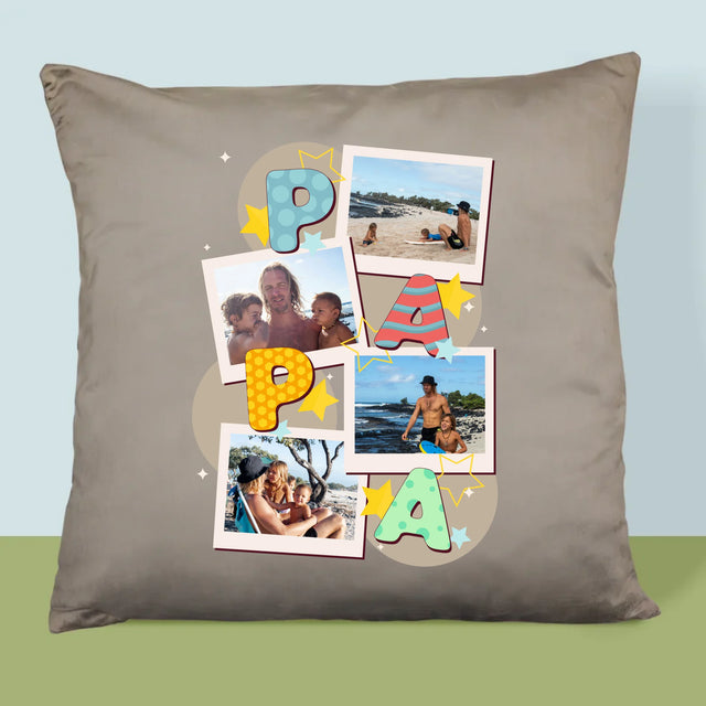 Fotocollage: Letters Papa - Kussen (Foto)