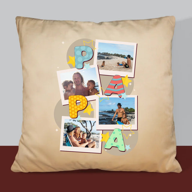 Fotocollage: Letters Papa - Kussen (Foto)