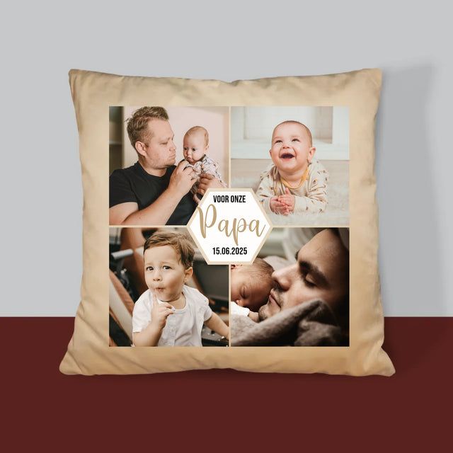 Fotocollage: Voor Onze Papa - Kussen (Foto)