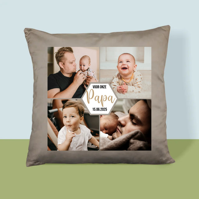 Fotocollage: Voor Onze Papa - Kussen (Foto)