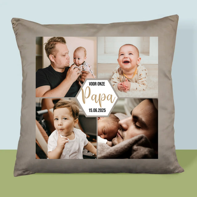 Fotocollage: Voor Onze Papa - Kussen (Foto)