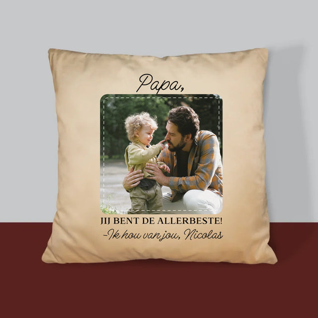 Foto En Handtekening: Allerbeste Papa - Kussen (Foto)