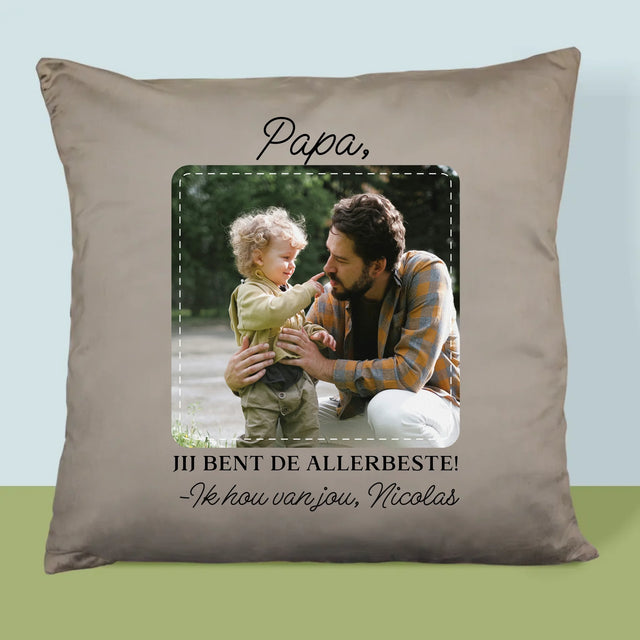 Foto En Handtekening: Allerbeste Papa - Kussen (Foto)