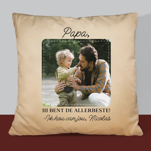 Foto En Handtekening: Allerbeste Papa - Kussen (Foto)