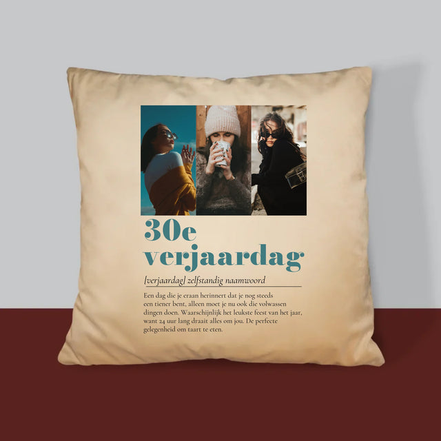 Fotocollage: 30E Verjaardag Definitie - Kussen (Foto)